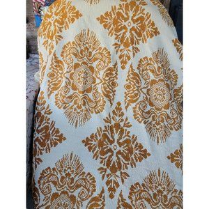 Gold And Cream Vintage Heavy Tapestry Type Reversible Bedspread